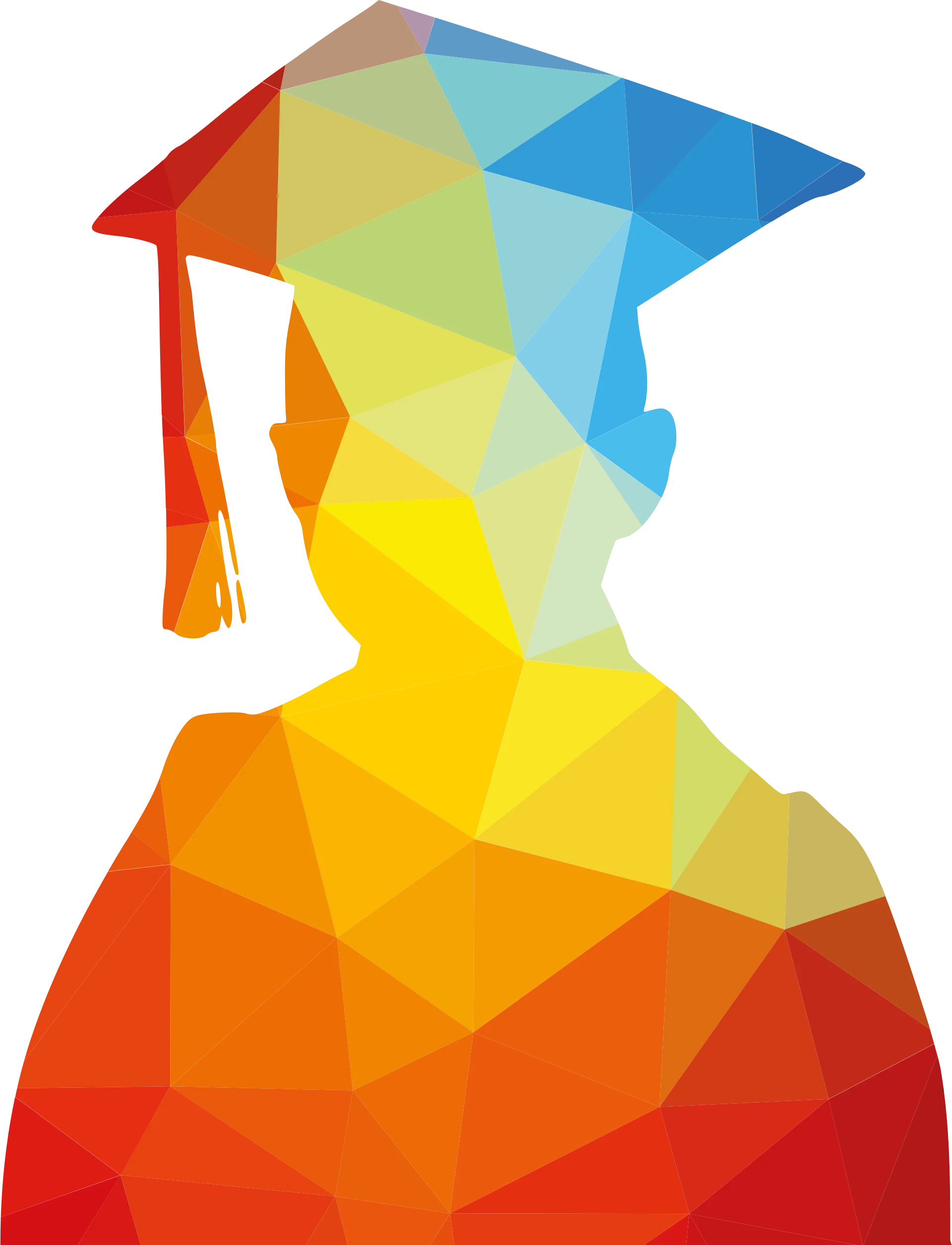 Geometric Student Silhouette Clipart with Graduation Cap in Prismatic Colors