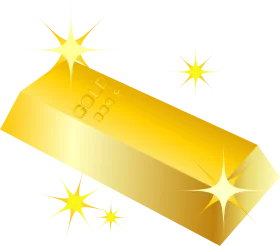 Gleaming Golden Bullion Bar Clipart with Radiant Starburst Highlights