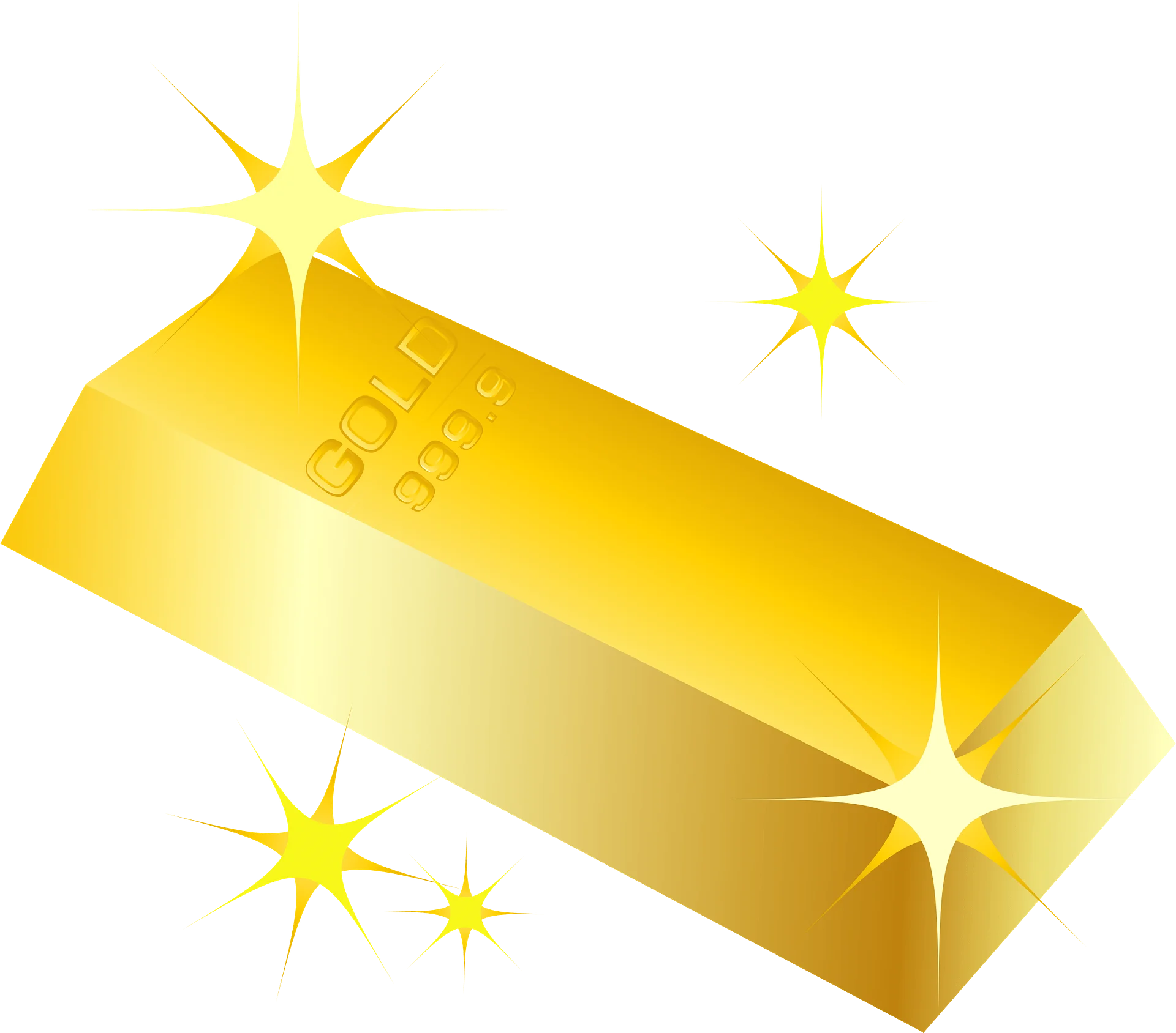 Gleaming Golden Bullion Bar Clipart with Radiant Starburst Highlights