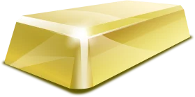 Gleaming Golden Ingot Clipart: Luxurious Metallic Treasure Bar Illustration
