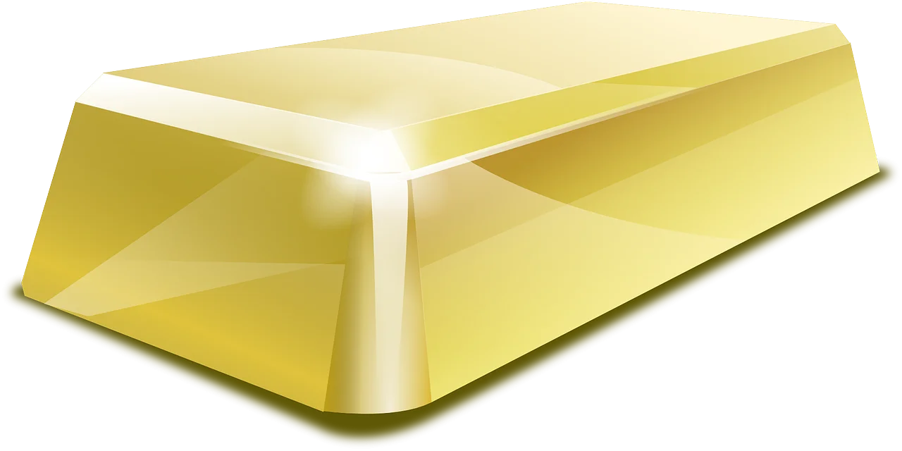 Gleaming Golden Ingot Clipart: Luxurious Metallic Treasure Bar Illustration