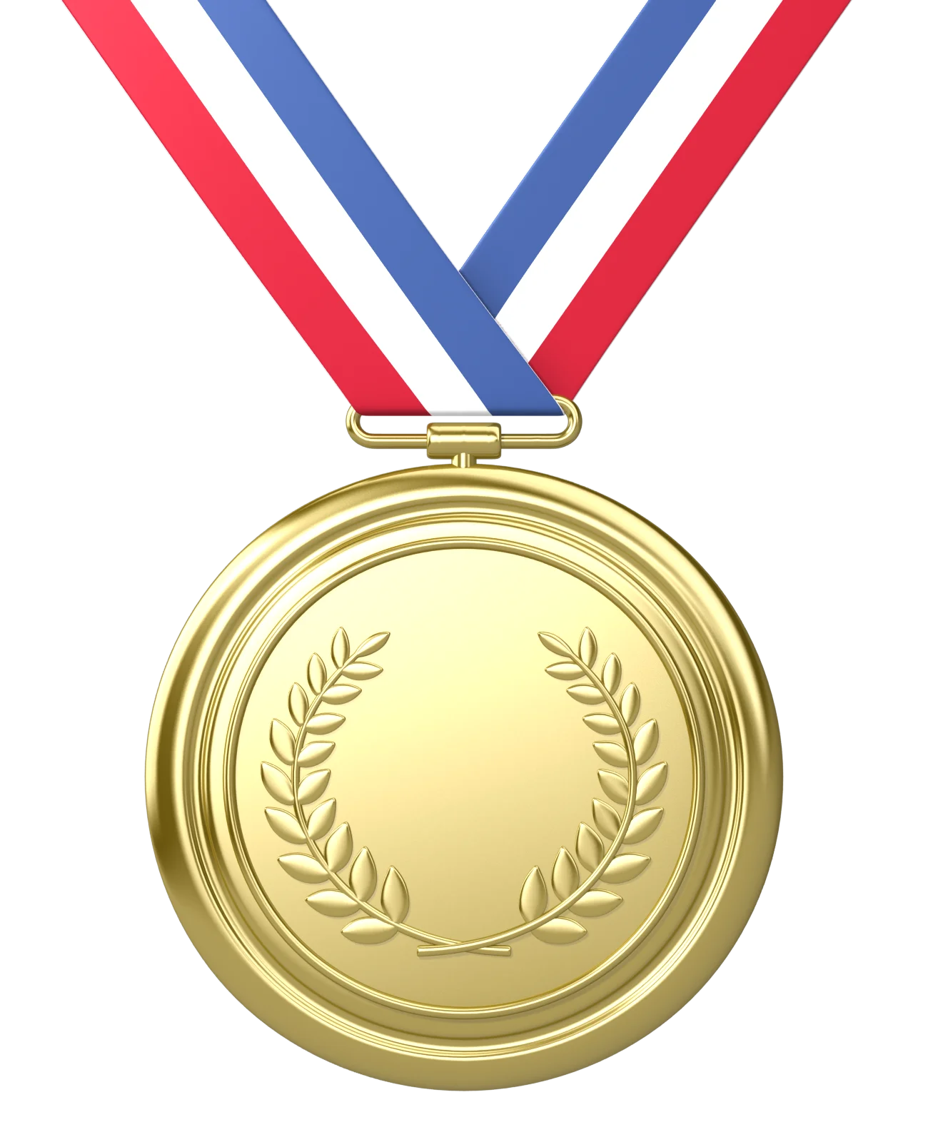 Gleaming Golden Olympic Medal Clipart with Patriotic Ribbon Embellishment