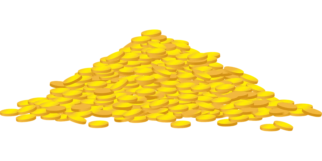 Glistening Golden Coins Pile Clipart: A Treasure Trove of Wealth Illustration