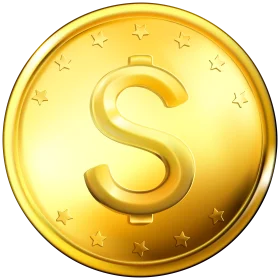 Golden Dollar Sign Coin Clipart with Starry Circular Embellishment
