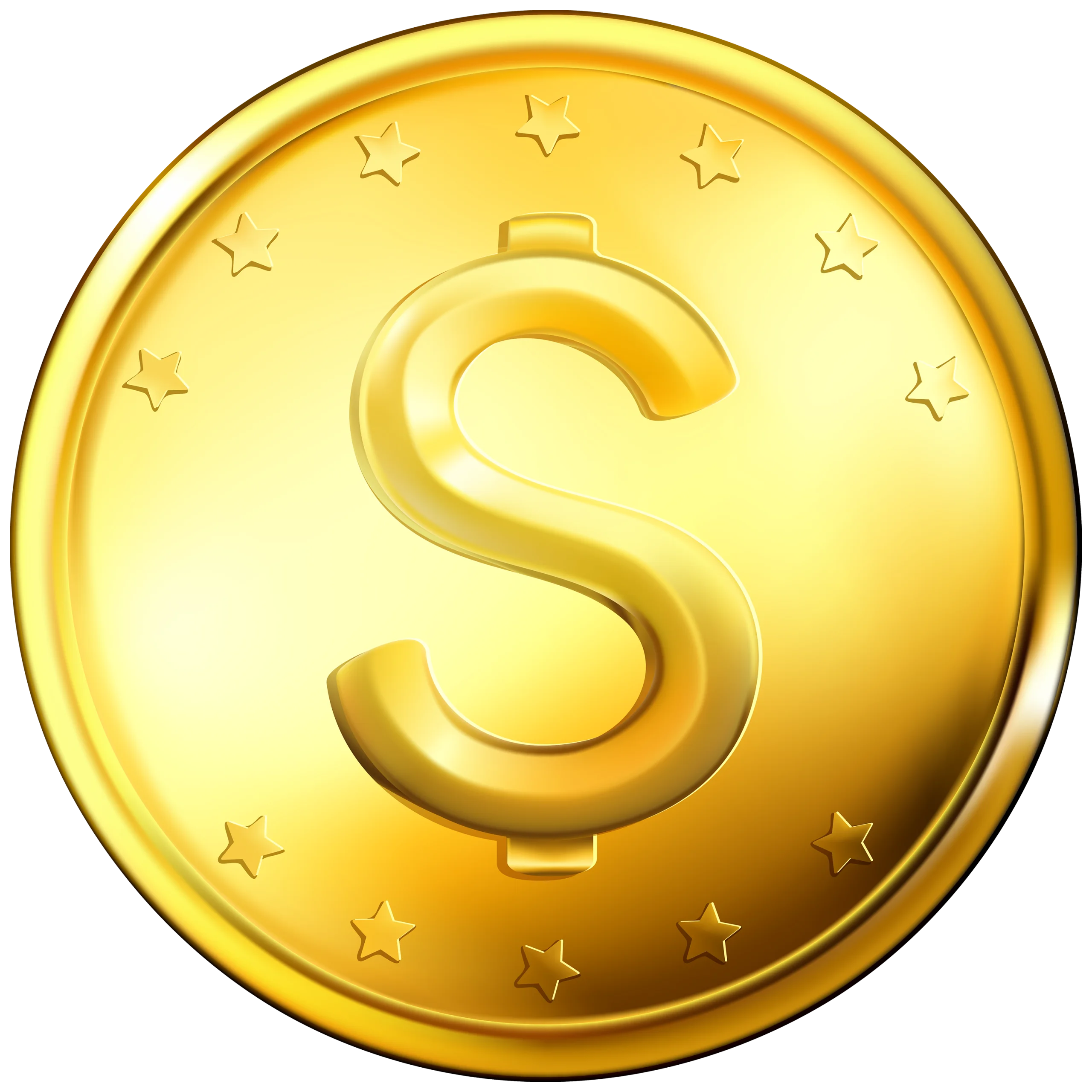 Golden Dollar Sign Coin Clipart with Starry Circular Embellishment