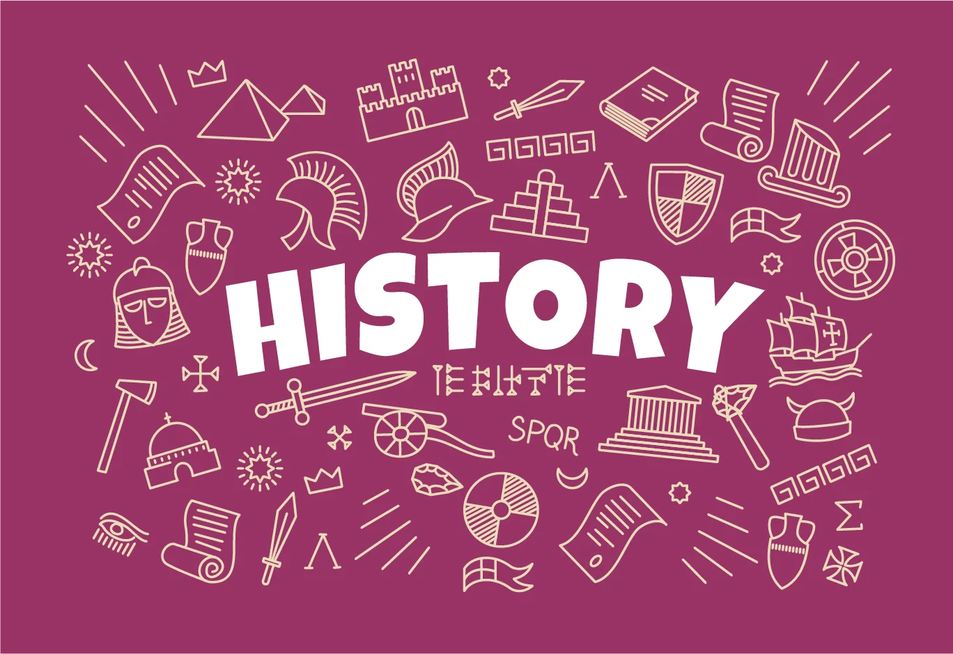 History Exploration Clipart: Iconic Symbols of Human Knowledge and Heritage