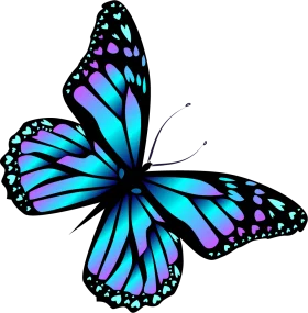 Iridescent Blue and Purple Monarch Butterfly Elegant Insect Clipart Design