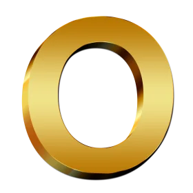Luxurious Golden Letter O Clipart with Metallic 3D Dimensional Rendering