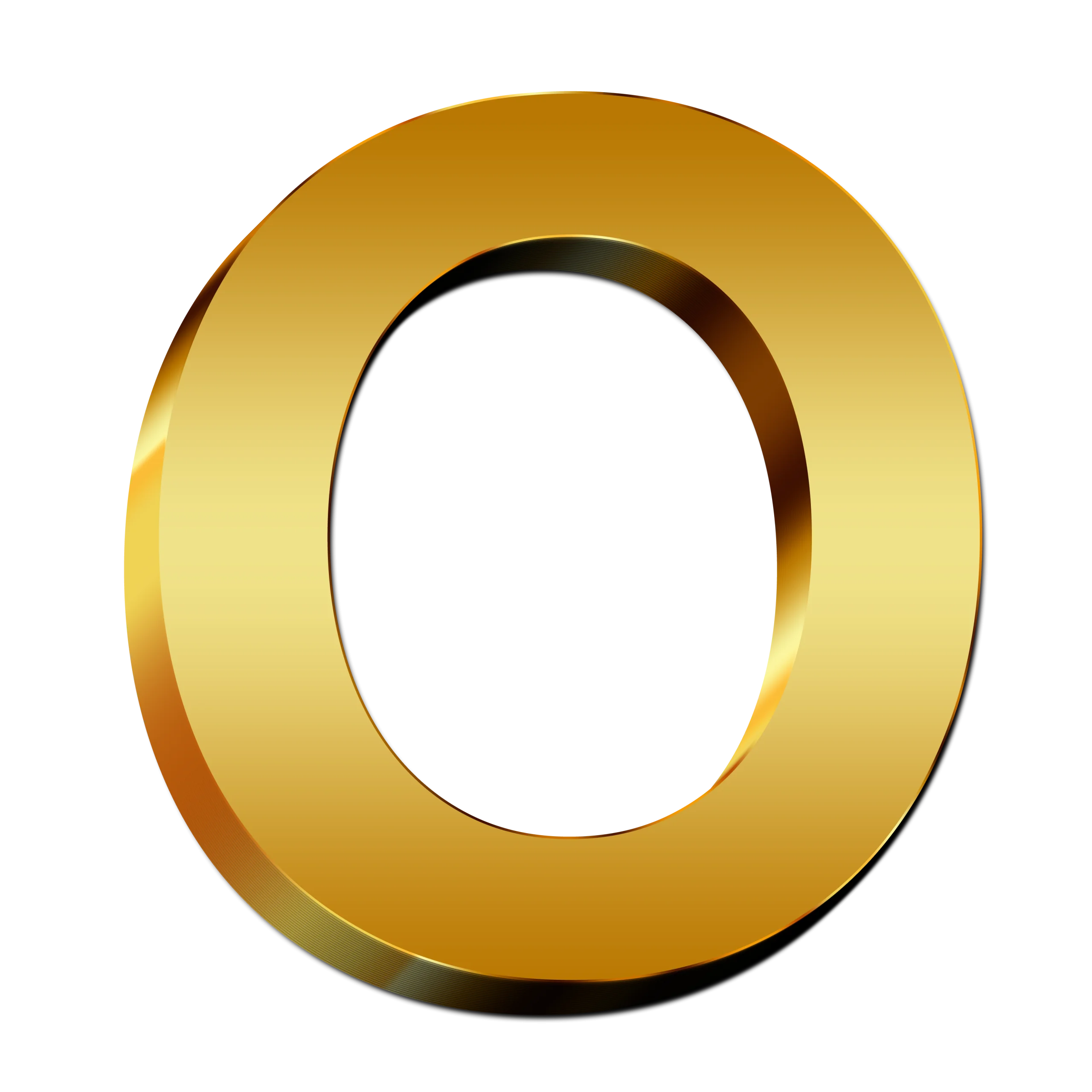 Luxurious Golden Letter O Clipart with Metallic 3D Dimensional Rendering