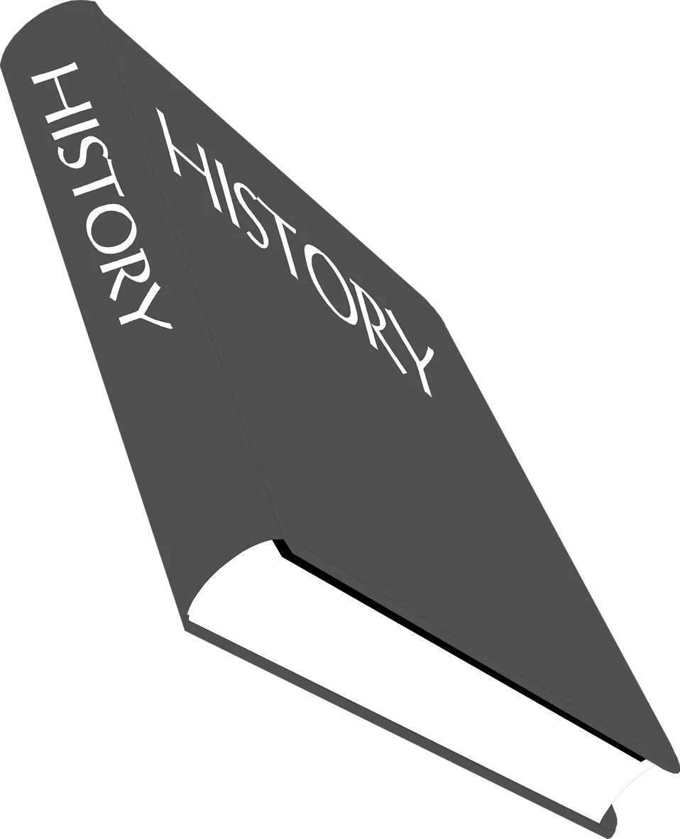 Minimalist Black and White History Book Clipart Design Element