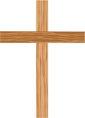 Rustic Wooden Cross Clipart with Natural Grain Texture and Simple Design