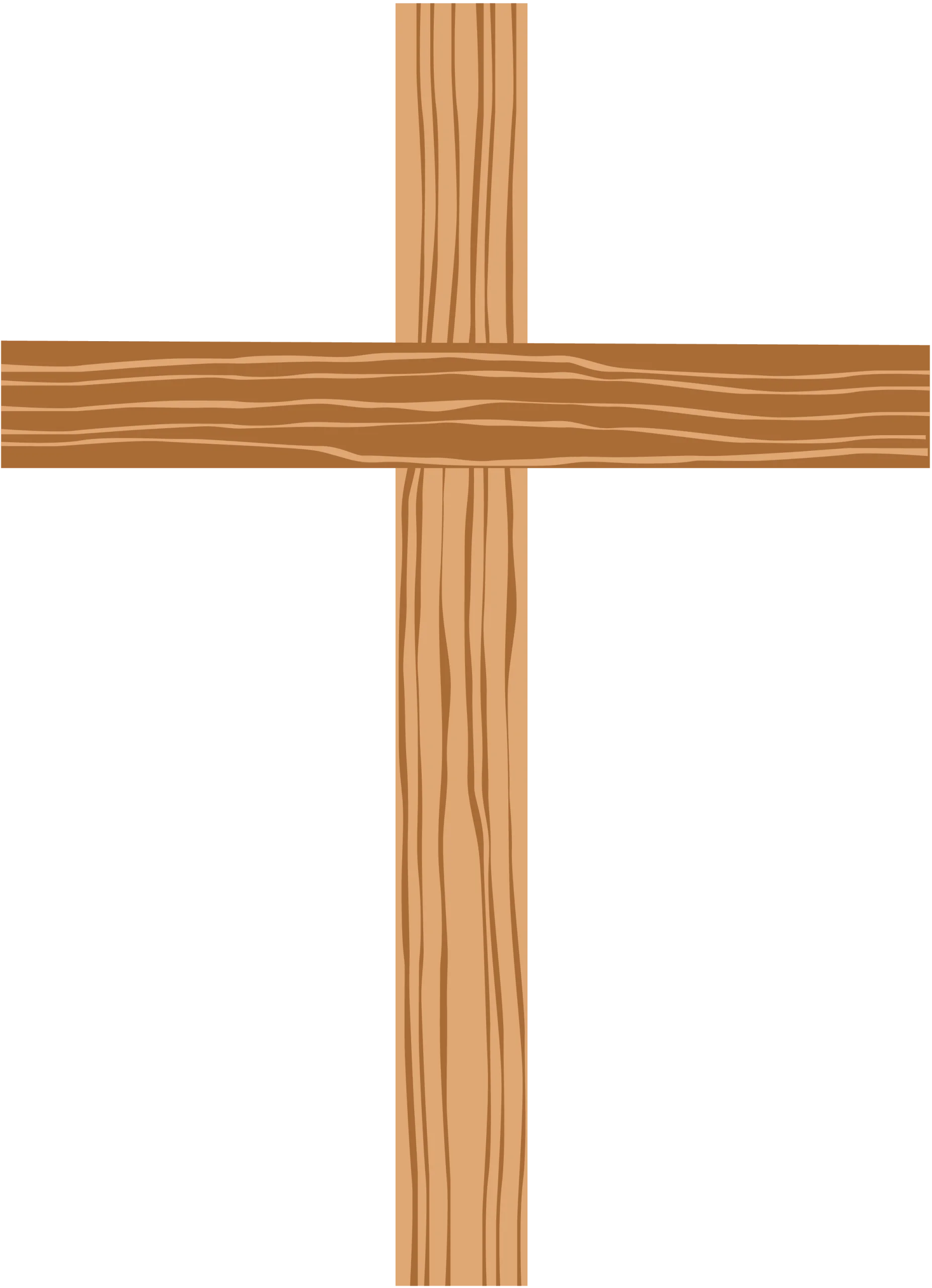 Rustic Wooden Cross Clipart with Natural Grain Texture and Simple Design