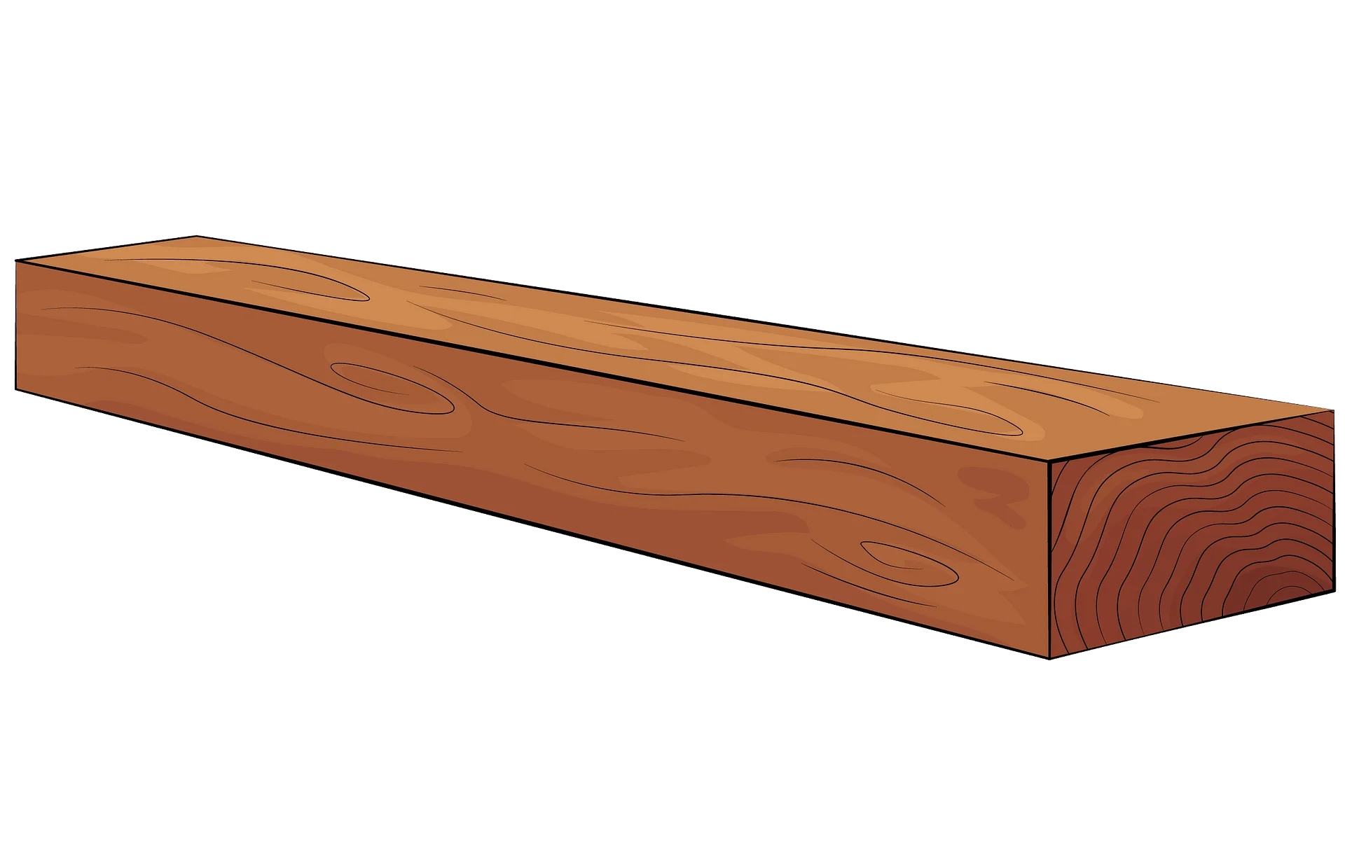 Rustic Wooden Plank Clipart Illustration with Warm Cedar Tones