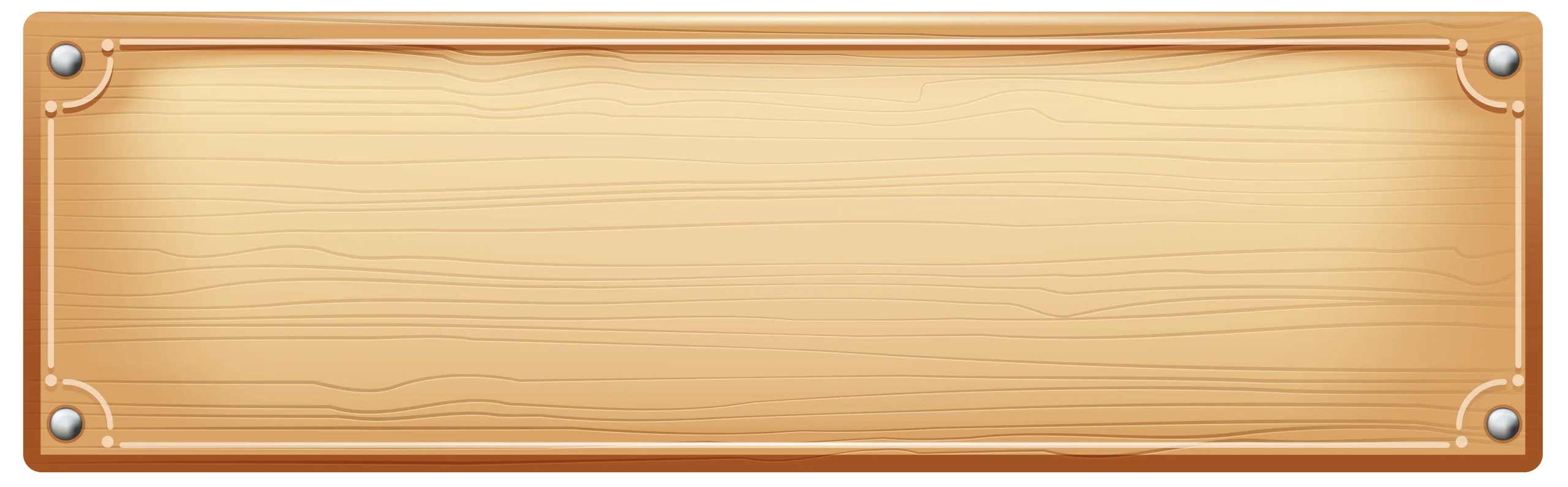 Rustic Wooden Plaque Clipart with Golden Screw Accents and Textured Background