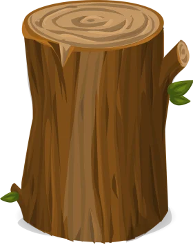 Rustic Woodland Tree Stump Clipart: A Detailed Cartoon Rendering of Natural Wood Texture
