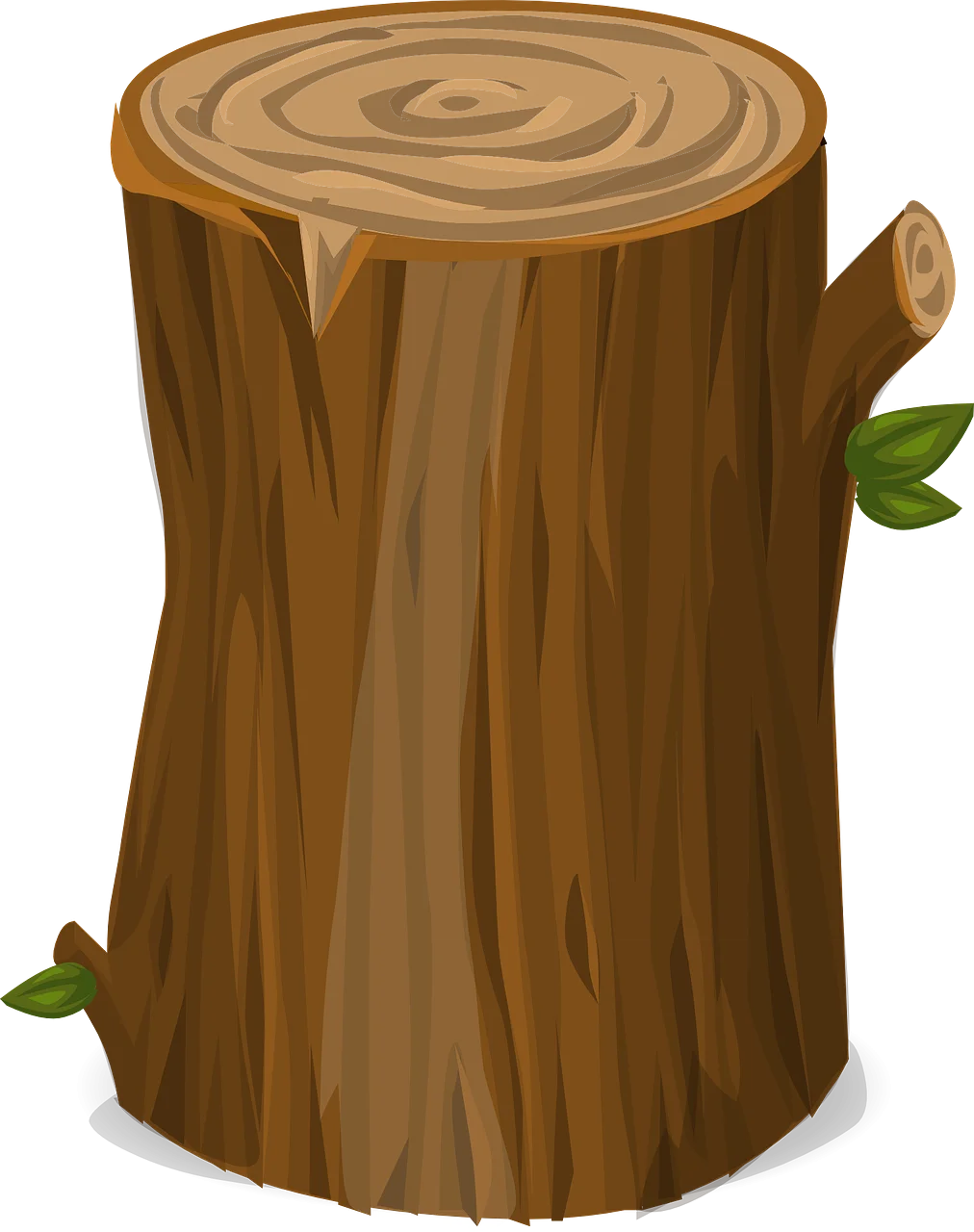 Rustic Woodland Tree Stump Clipart: A Detailed Cartoon Rendering of Natural Wood Texture