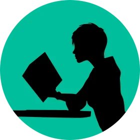 Student Learning and Reading Silhouette Clipart - Educational Knowledge Pursuit Graphic