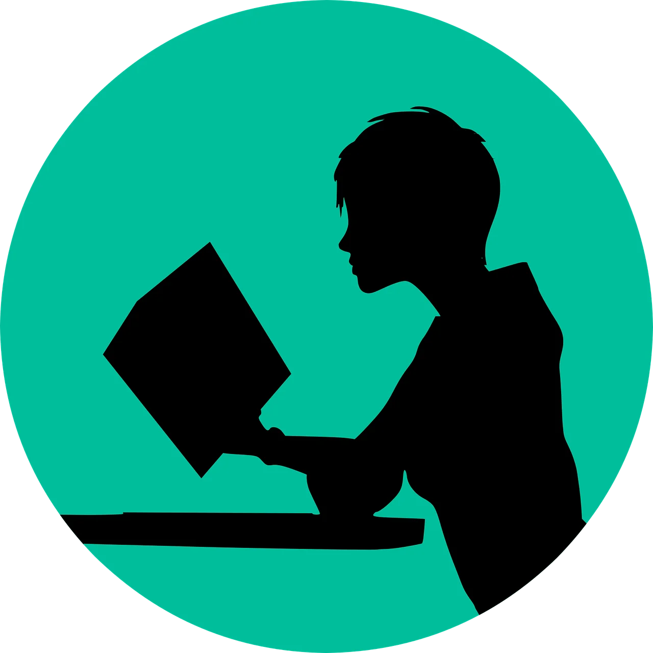 Student Learning and Reading Silhouette Clipart - Educational Knowledge Pursuit Graphic