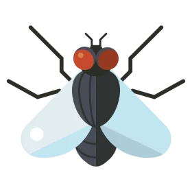 Stylized Geometric Black and Blue Fly Insect Clipart Design
