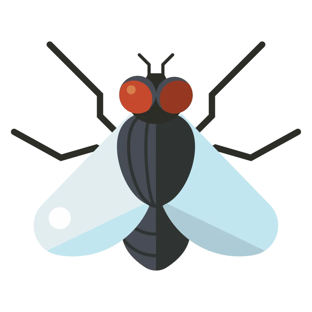 Stylized Geometric Black and Blue Fly Insect Clipart Design
