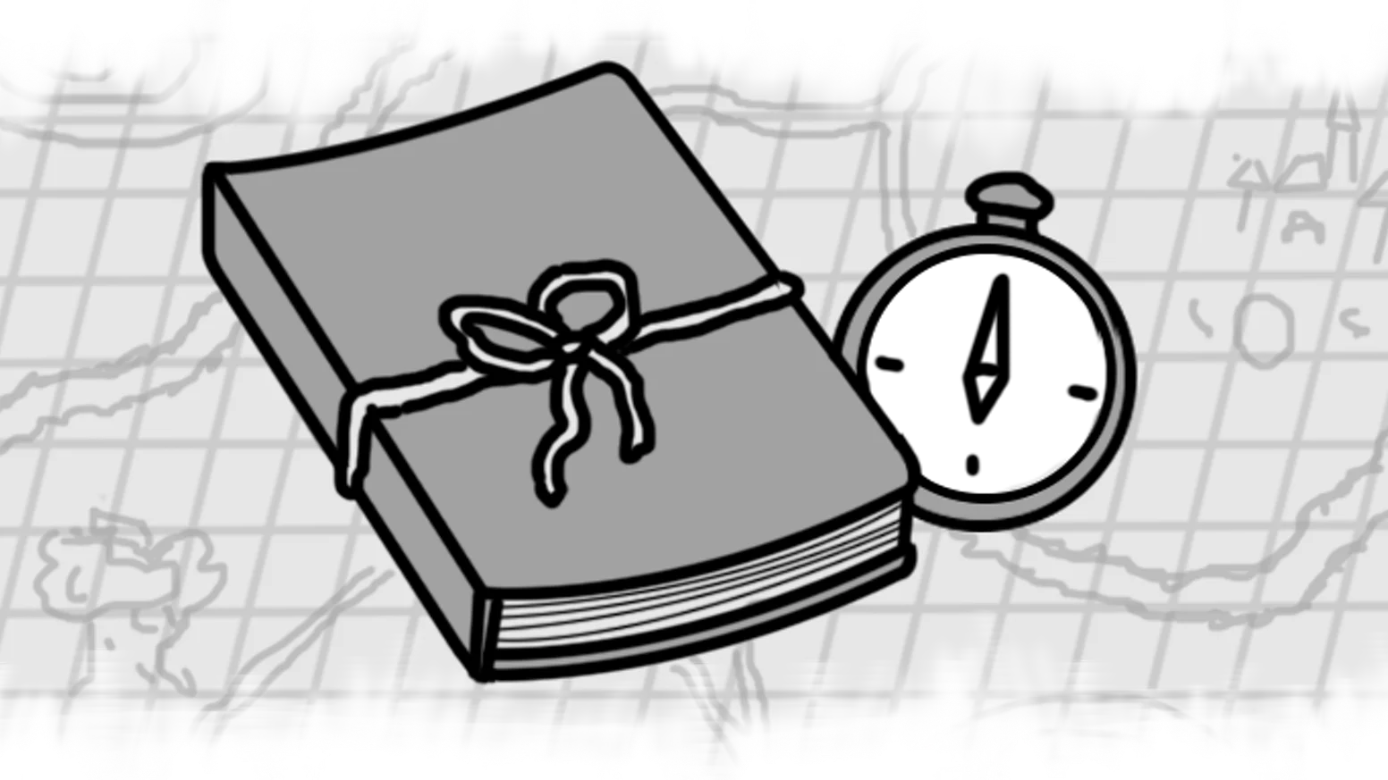 Vintage Historical Research Stopwatch and Bound Reference Book Clipart Illustration