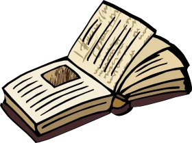 Vintage Open Antique Book Clipart Illustration with Aged Paper Texture