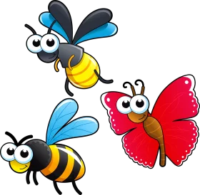 Whimsical Cartoon Insects Clipart Collection - Playful Bug Friends