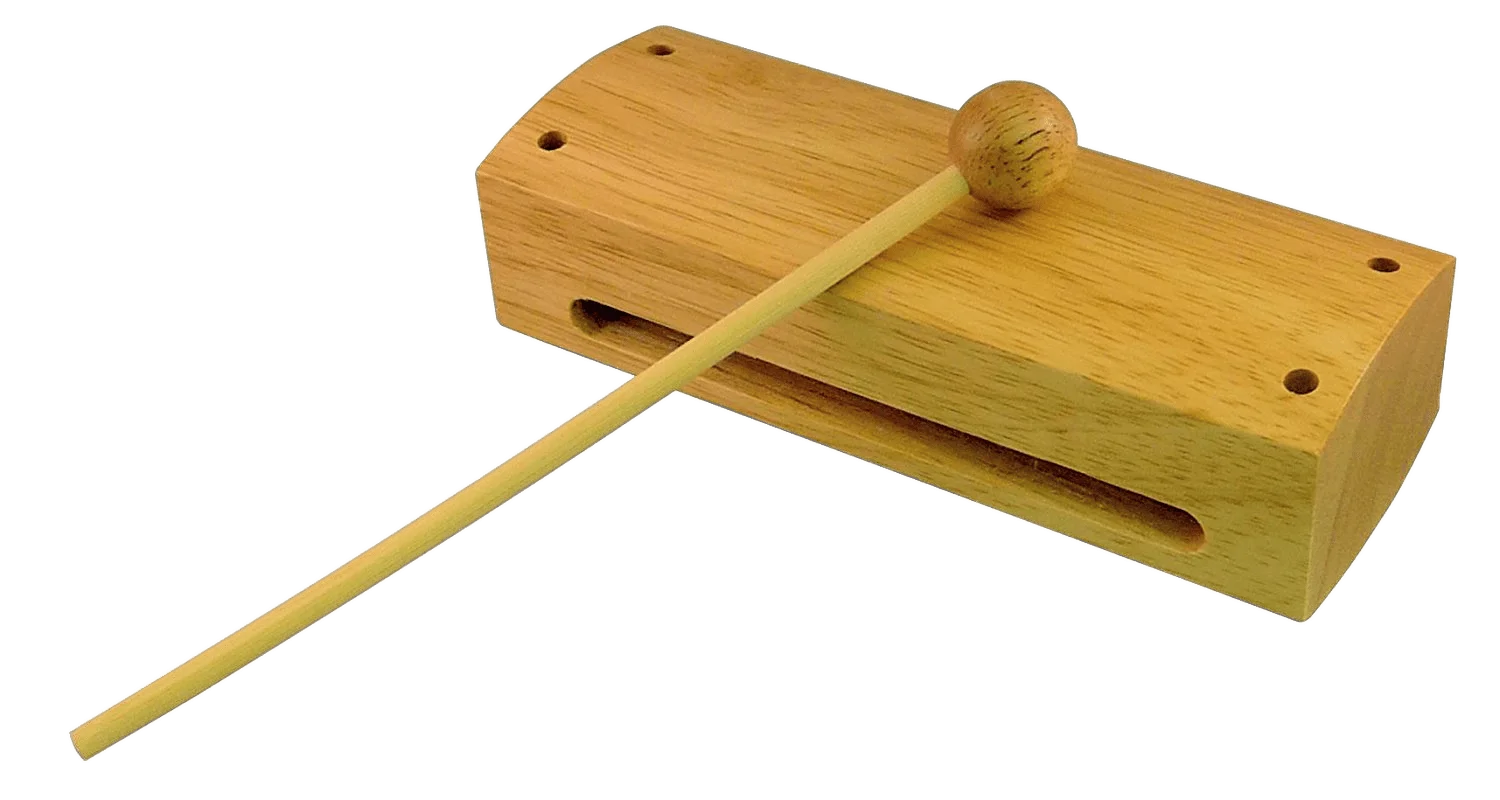 Wooden Percussion Musical Instrument Clipart - Simple Mallet Block Design
