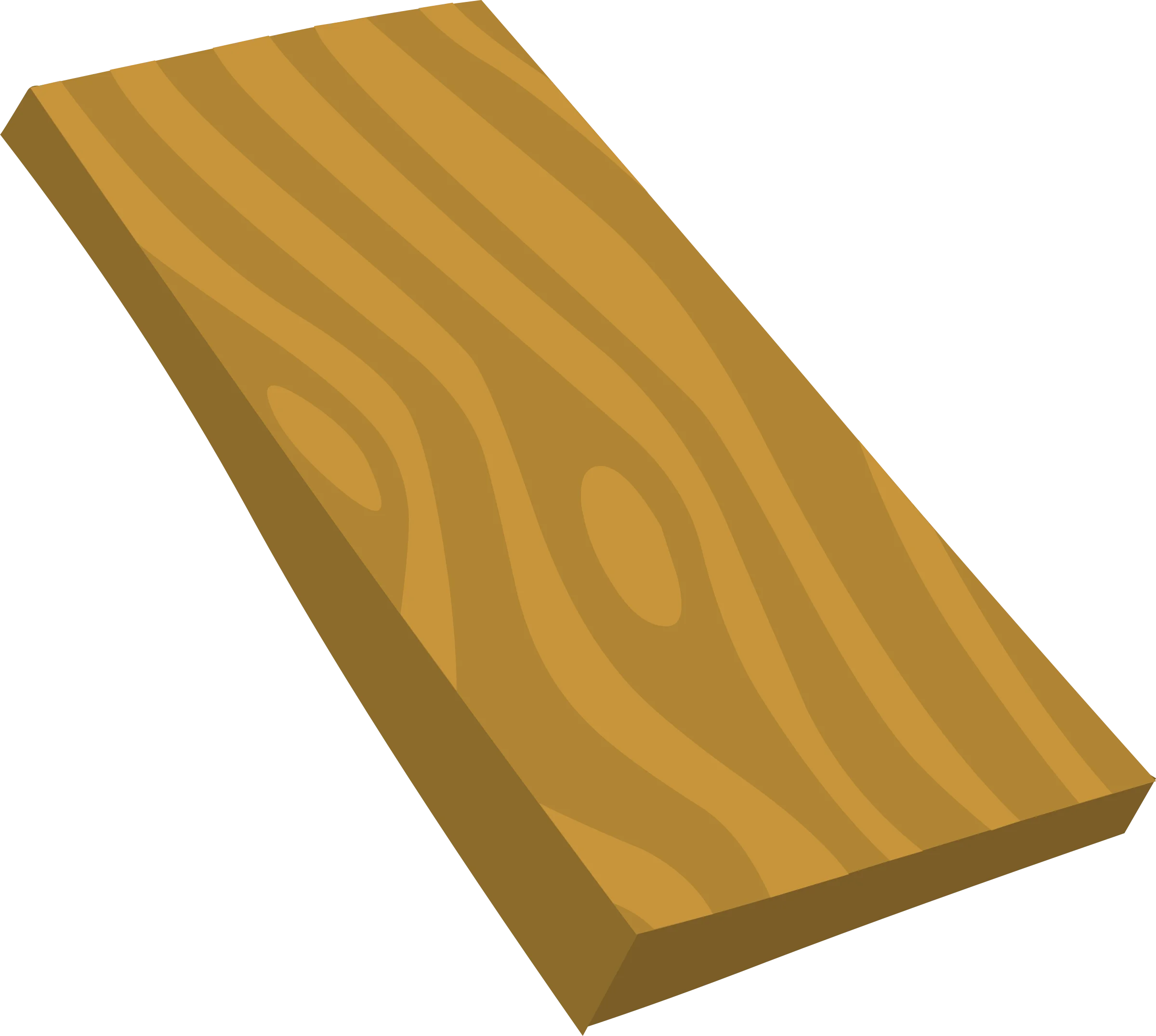 Wooden Plank Clipart: Warm Golden Timber Board with Natural Grain Texture