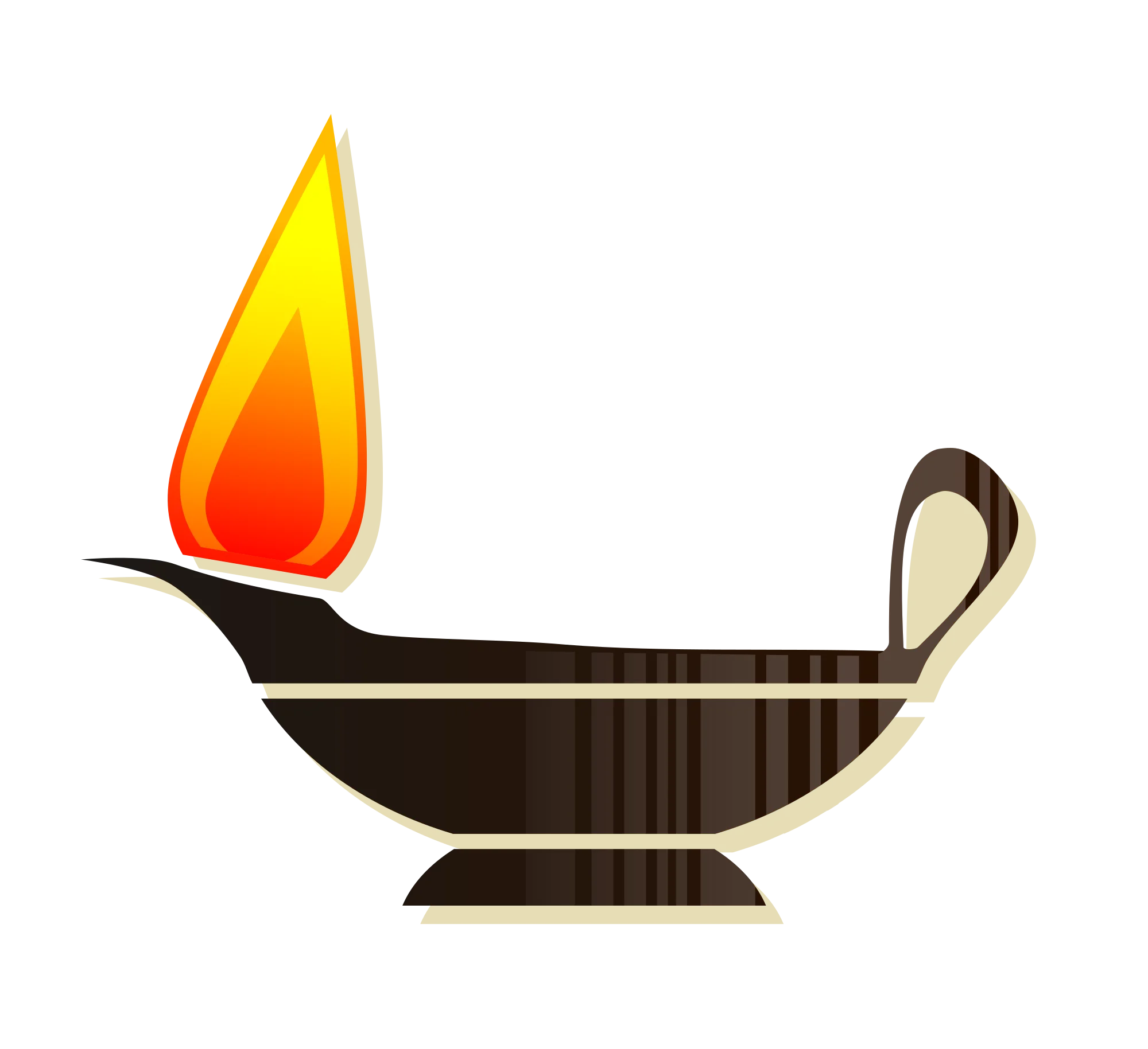 Ancient Oil Lamp Clipart: Traditional Ceramic Vessel with Radiant Flame