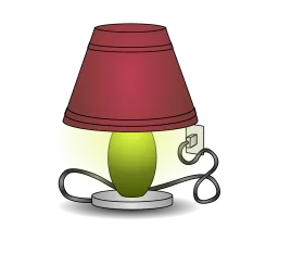 Charming Green and Red Table Lamp Clipart Illustration with Soft Shading