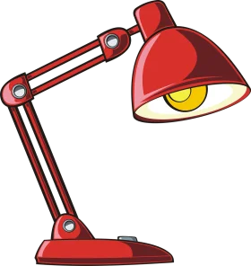 Classic Red Articulating Desk Lamp Clipart with Flexible Arm Design