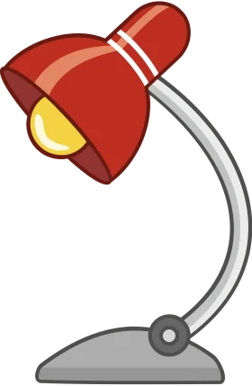 Classic Red Desk Lamp Clipart - Stylish Study Illumination Graphic Design Element