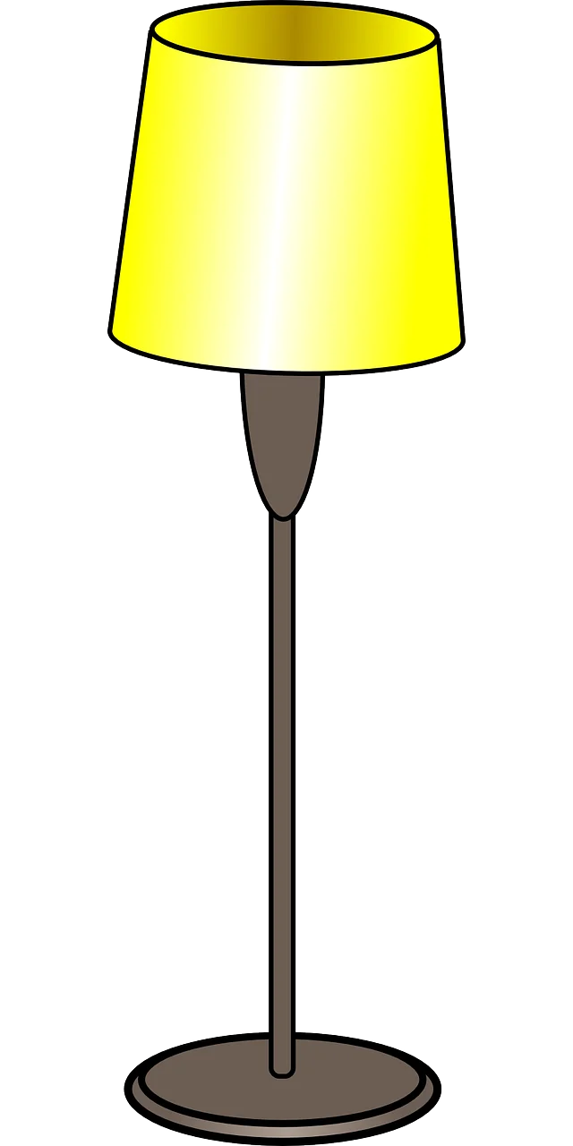 Classic Yellow Floor Lamp Clipart: Elegant Home Lighting Design Illustration