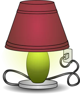 Elegant Green Ceramic Table Lamp with Burgundy Shade Clipart Illustration
