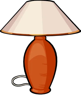 Elegant Terracotta Table Lamp Clipart with Soft Cream Lampshade Illustration