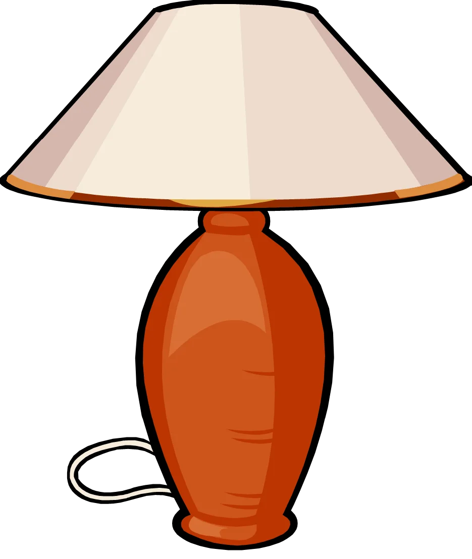 Elegant Terracotta Table Lamp Clipart with Soft Cream Lampshade Illustration