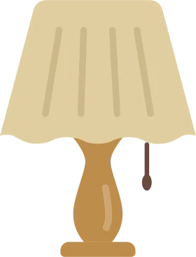 Elegant Wooden Base Table Lamp with Soft Cream Shade Clipart Illustration