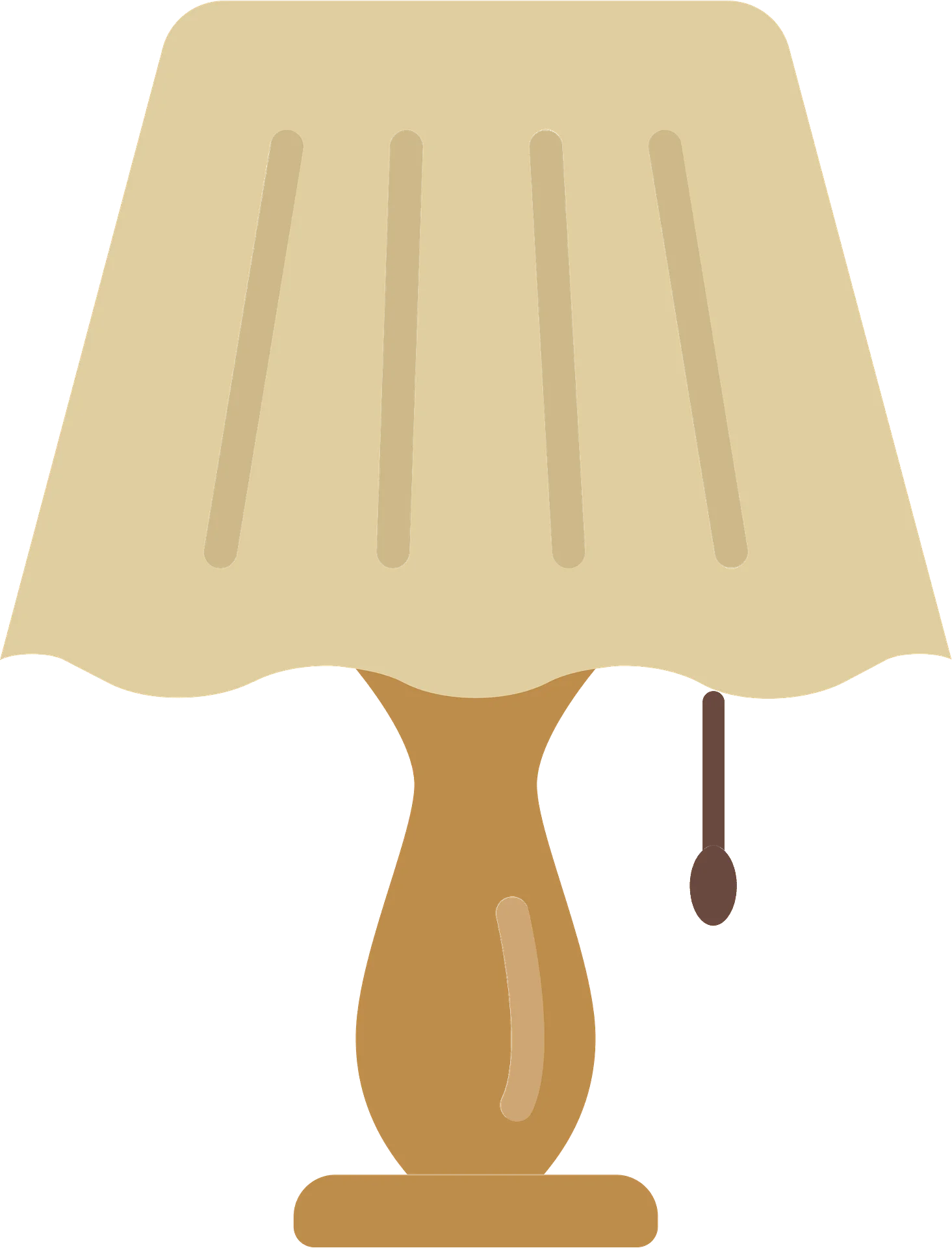 Elegant Wooden Base Table Lamp with Soft Cream Shade Clipart Illustration