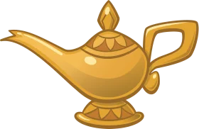 Golden Magic Lamp Clipart - Classic Genie Wish-Granting Vessel Illustration
