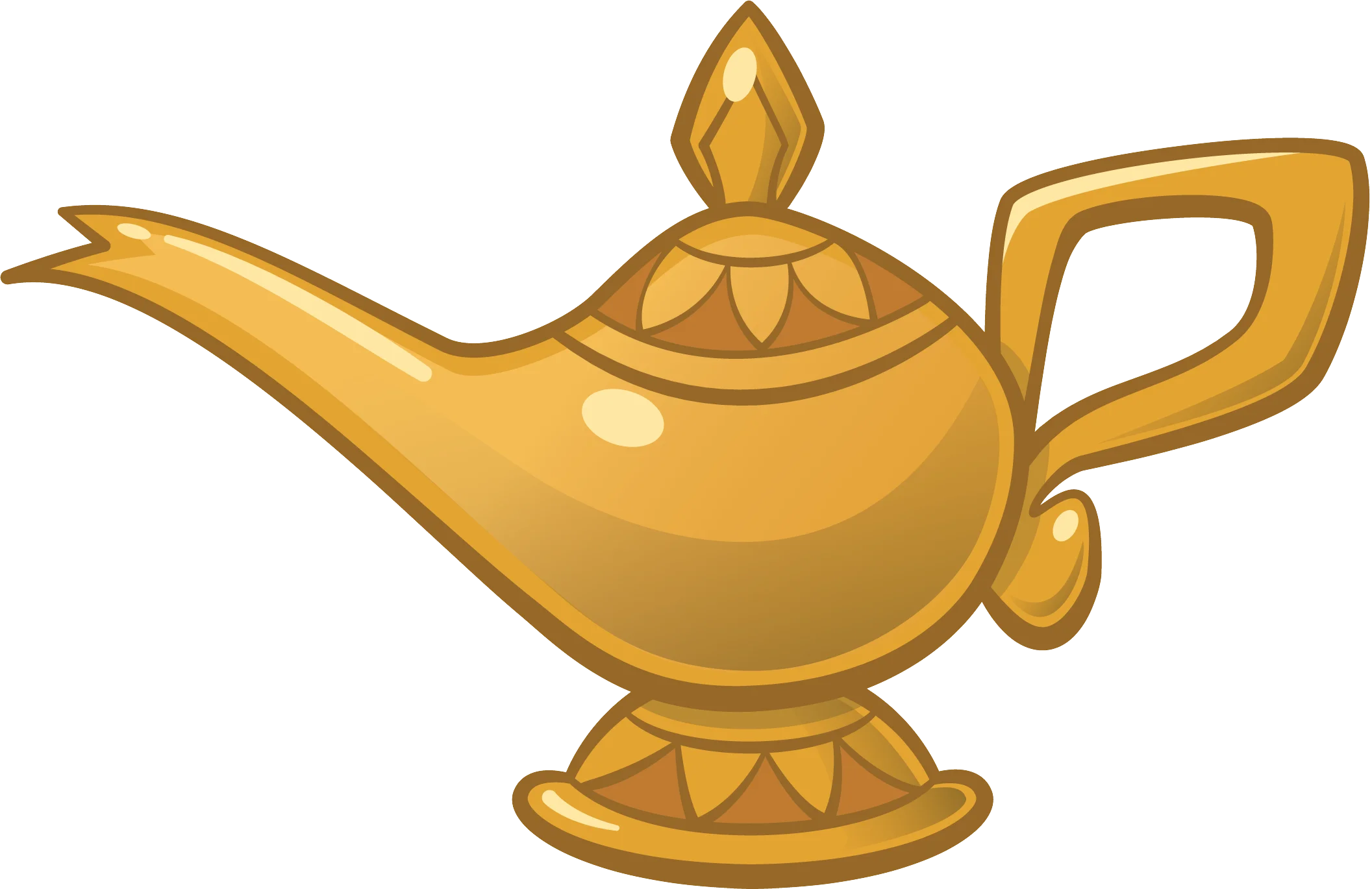 Golden Magic Lamp Clipart - Classic Genie Wish-Granting Vessel Illustration