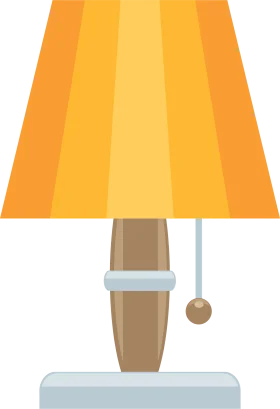 Minimalist Geometric Table Lamp Clipart with Warm Yellow Shade