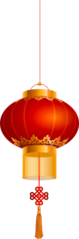 Traditional Chinese Red Lantern Clipart with Intricate Golden Decorative Elements