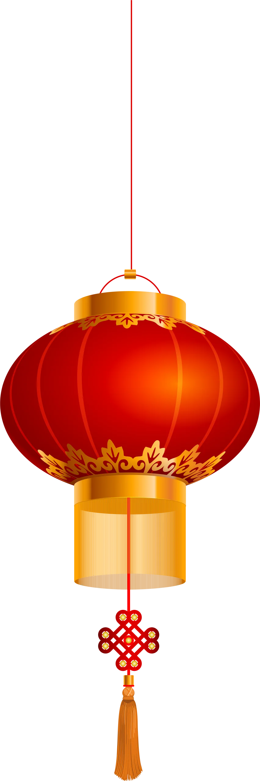 Traditional Chinese Red Lantern Clipart with Intricate Golden Decorative Elements
