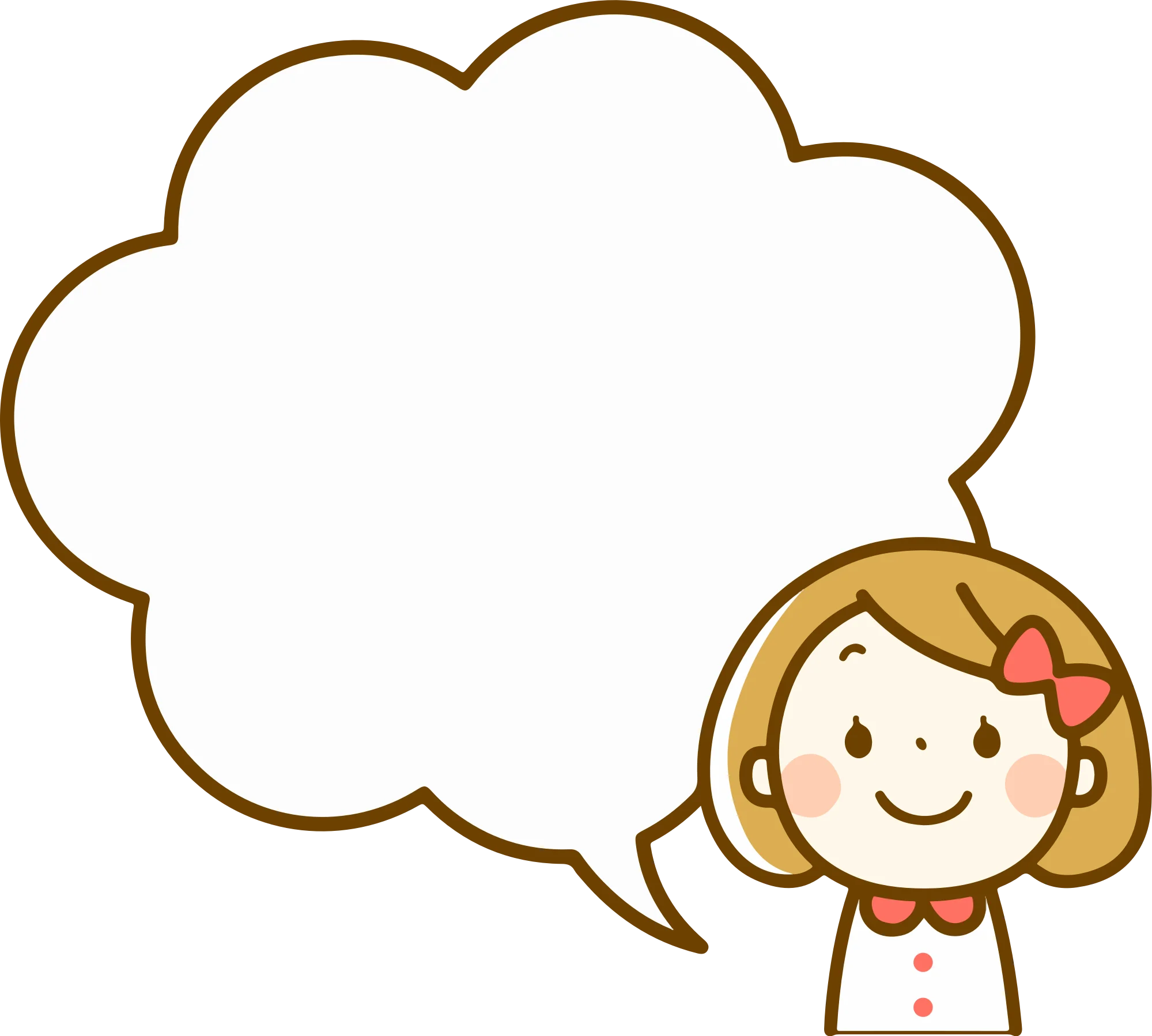 Adorable Cartoon Girl with Expansive Thought Bubble Clipart Illustration