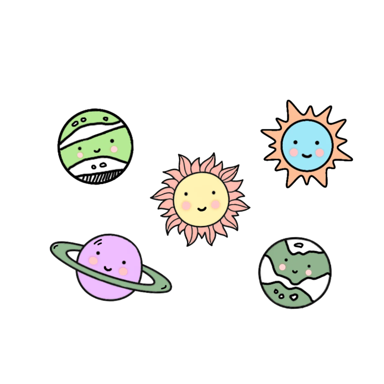 Adorable Pastel Space Exploration Cute Planets and Celestial Clipart Collection