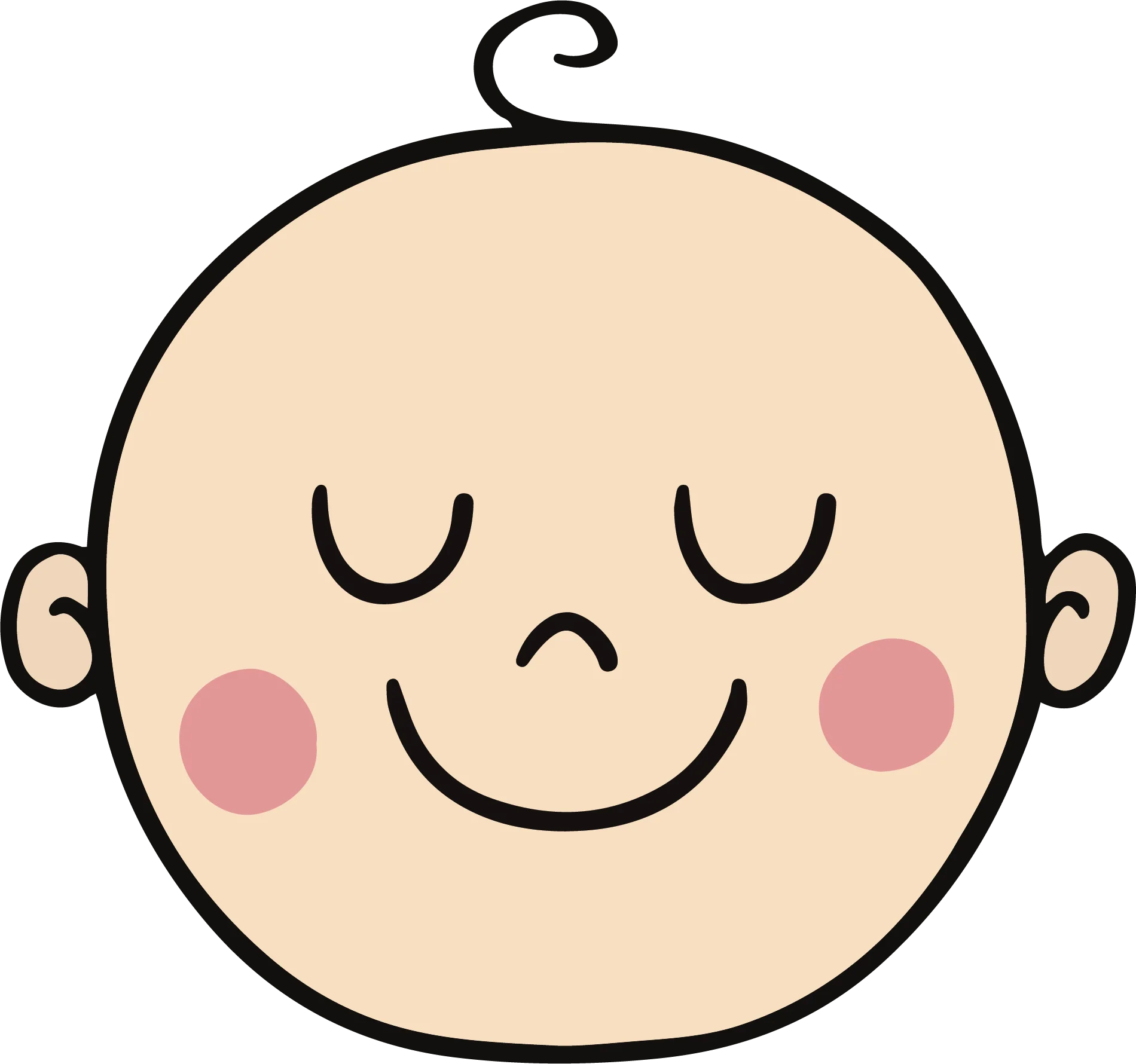 Adorable Sleeping Baby Clipart with Peaceful Closed Eyes and Rosy Cheeks