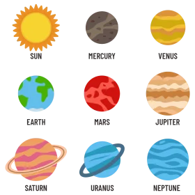 Adorable Solar System Planets Clipart: Colorful Space Exploration Illustration