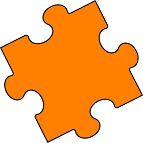 Bright Orange Interlocking Puzzle Piece Clipart with Unique Curved Edges