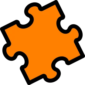 Bright Orange Jigsaw Puzzle Piece Clipart - Simple Interlocking Design
